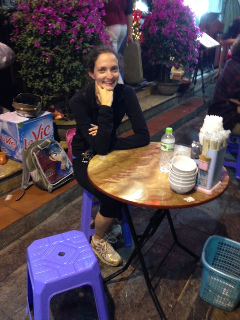 Sitting at table in Hanoi, Vietnam