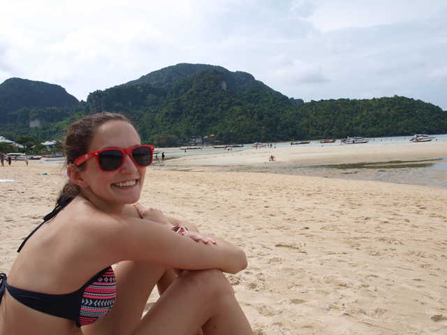 Girl sitting on Koh Phi Phi Beach