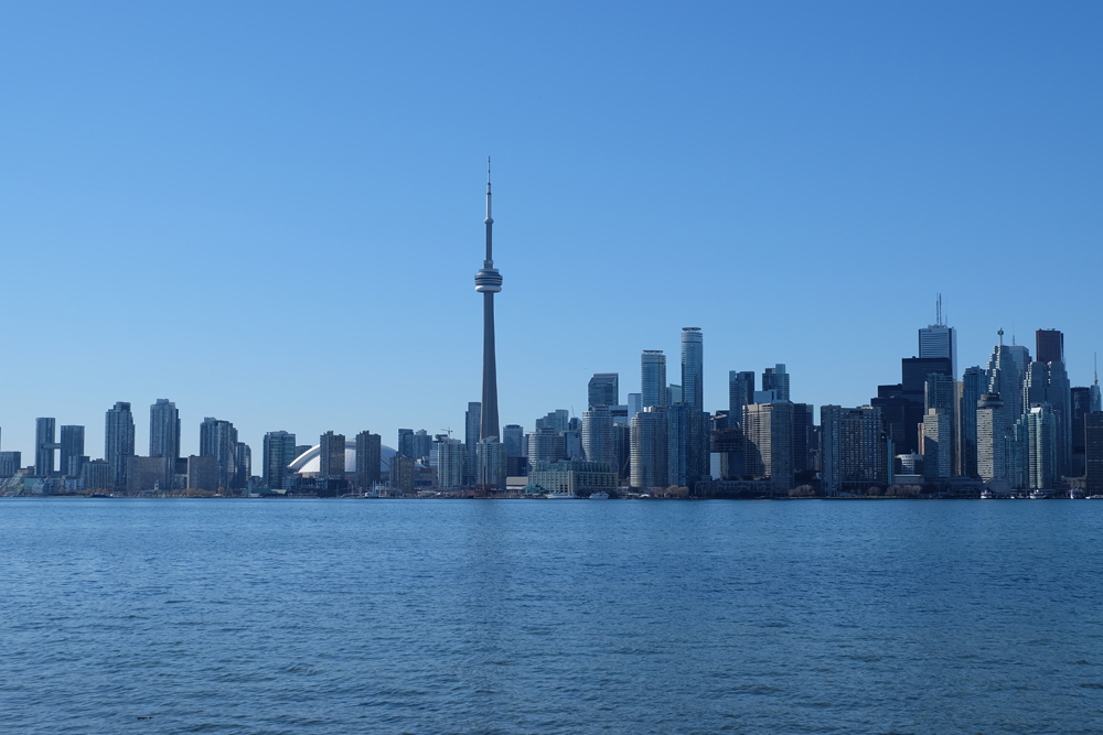 The Toronto, Canada skyline taken from Lake Ontario. Make sure to shop local small businesses right now!