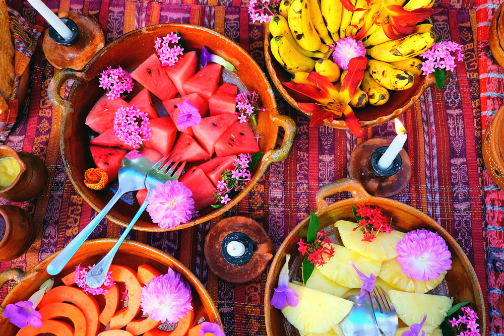 The gorgeous, and colourful breakfast spread at Lush, in Lake Atitlan