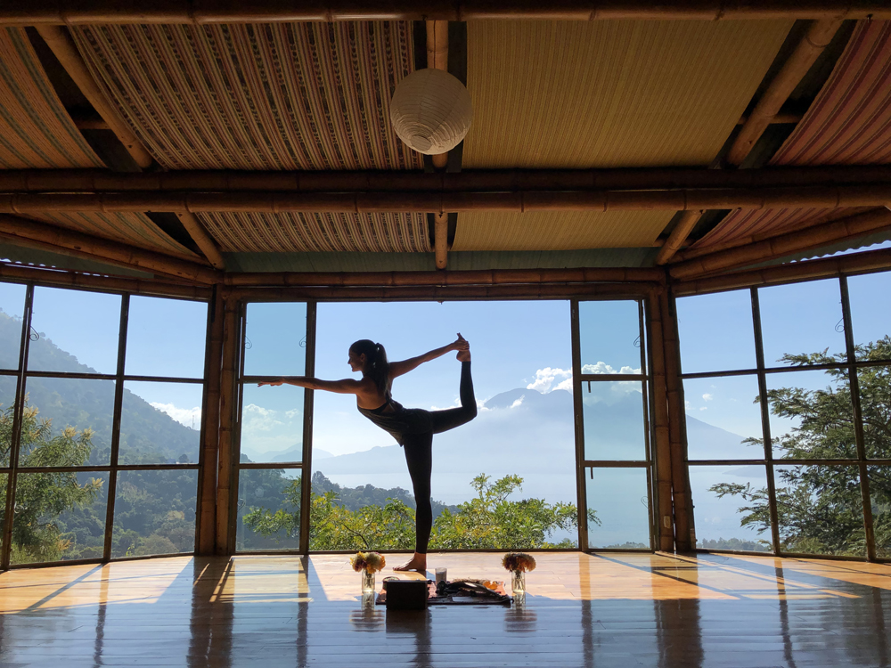 Lauren doing yoga at The Yoga Forest in Lake Atitlan, Guatemala