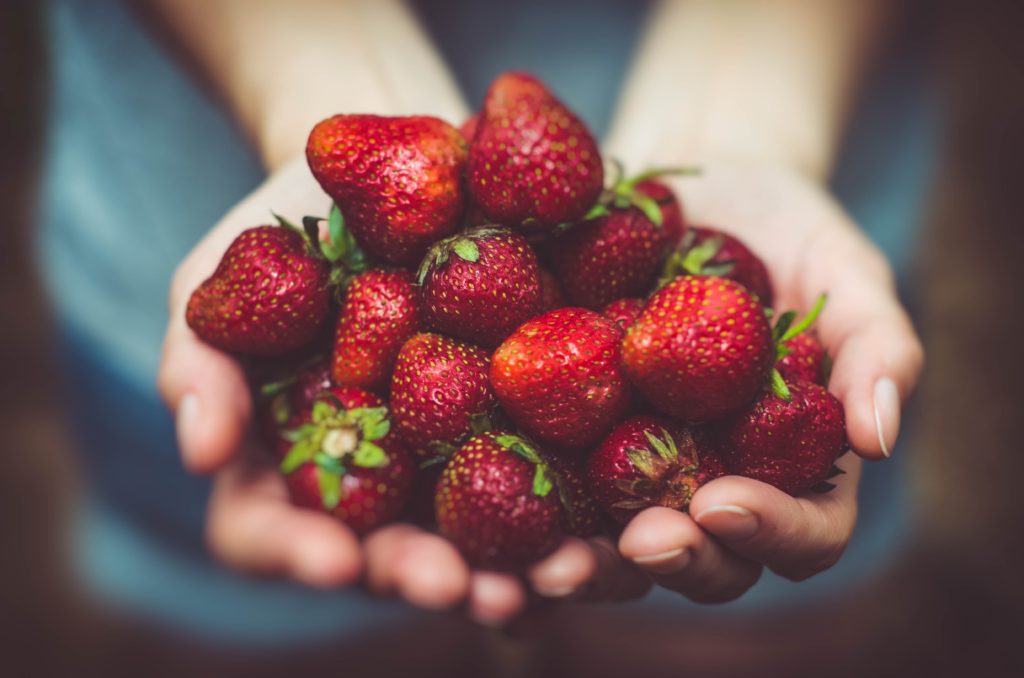 A handful of strawberries.