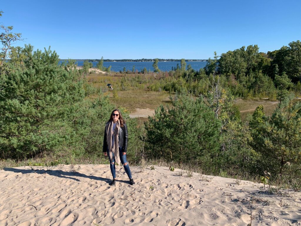Me at Sandbanks Provincial Park on a hike in Prince Edward County