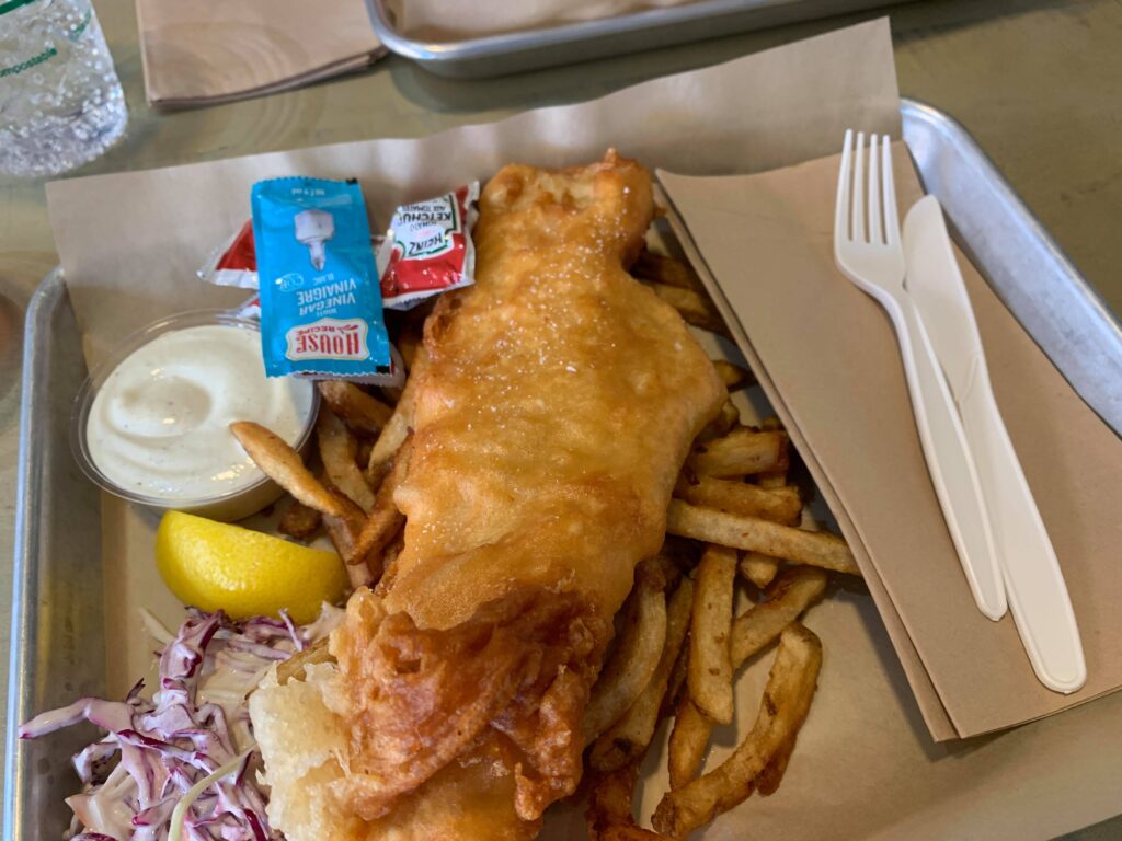 Fish and chips at a local restaurant on our Prince Edward County vacation
