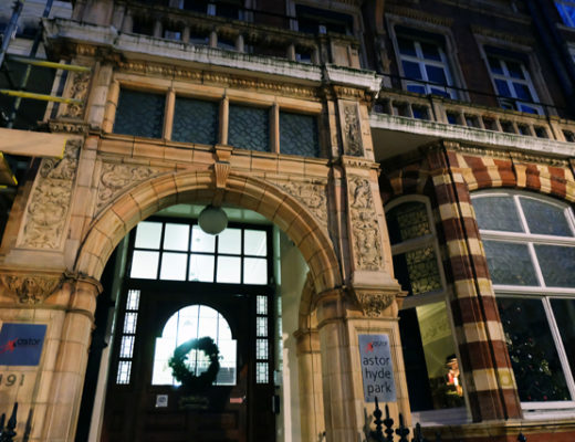 Photo of entrance to London hostel, Astor Hyde Park