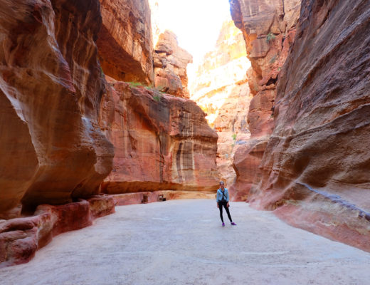 Lauren walking the path to Petra in Jordan
