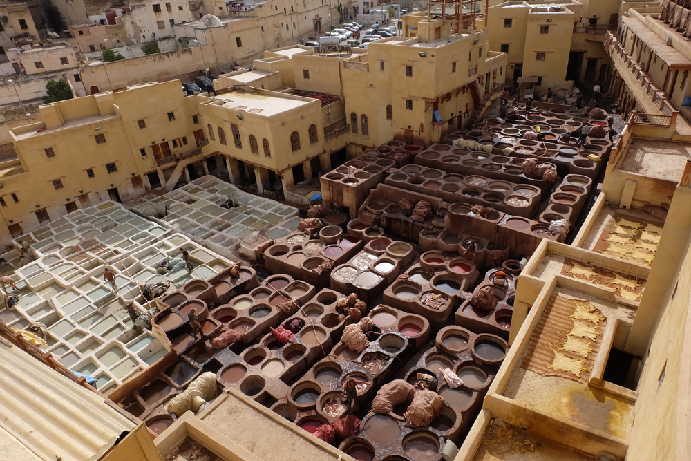Leather tanneries in Fes on a Morocco vacation