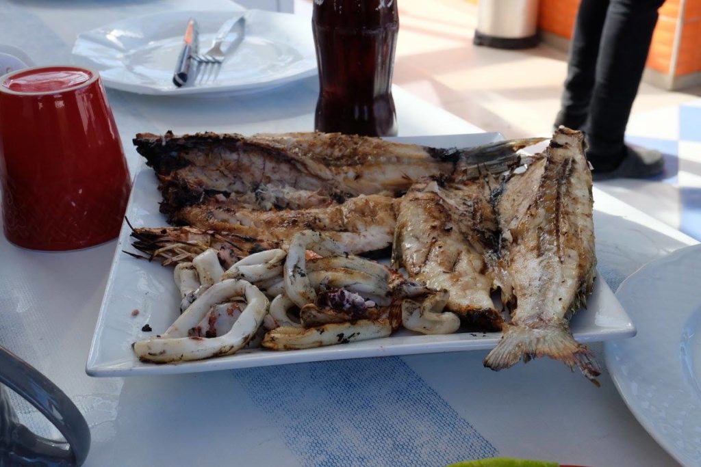 Freshly cooked fish on a platter on my Morocco Trip